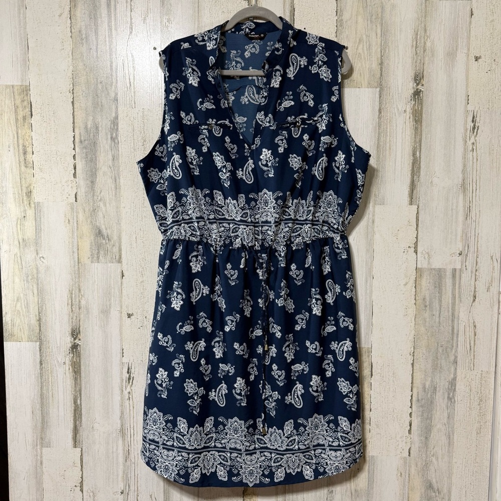 Indulge Blue and White Paisley Dress